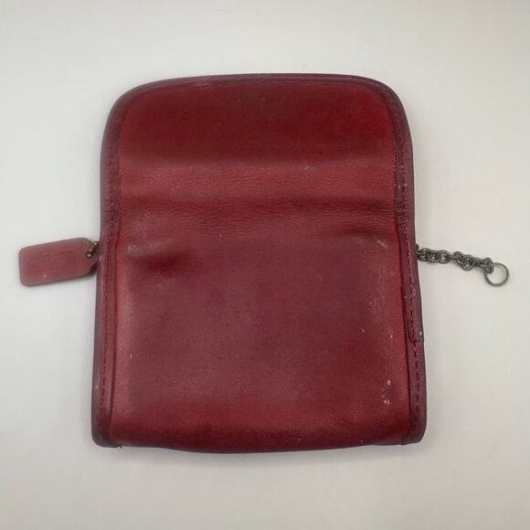 VTG Coach Multifunction Purse 7219 Red Small Leather Snap Close Tiny Hangtag 90s - Picture 10 of 16